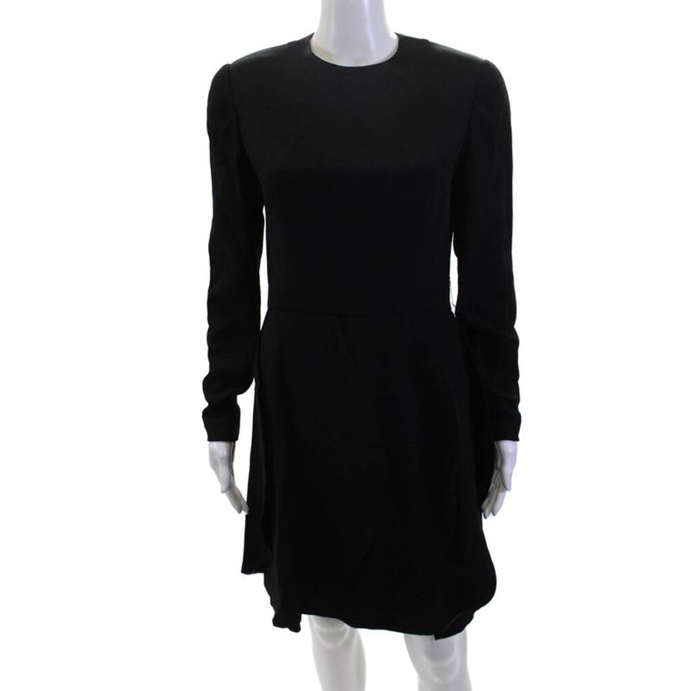 David Hayes Women Sheath Dress Black Long Sleeve Crew Neck Size 8
